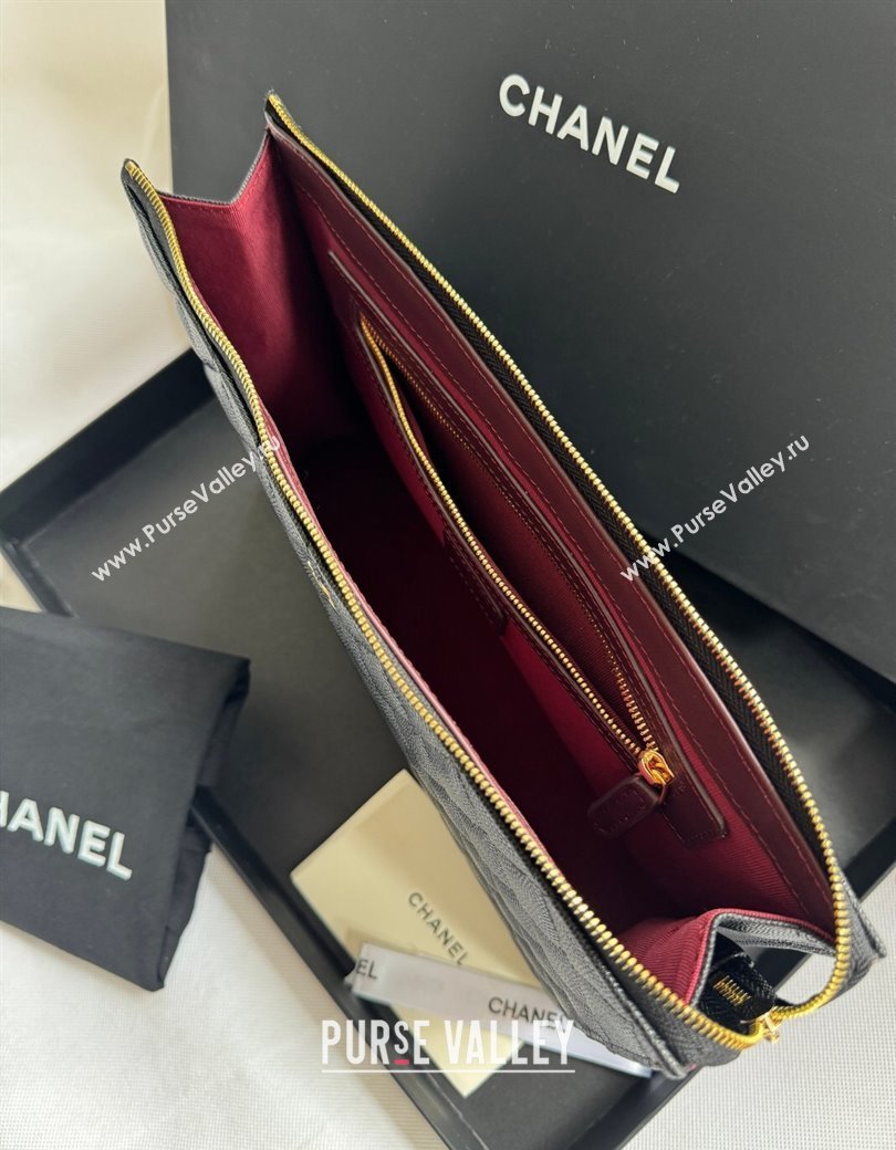 Chanel Grained Calfskin Pouch Black 2025 AP4419 (yezi-250812079)