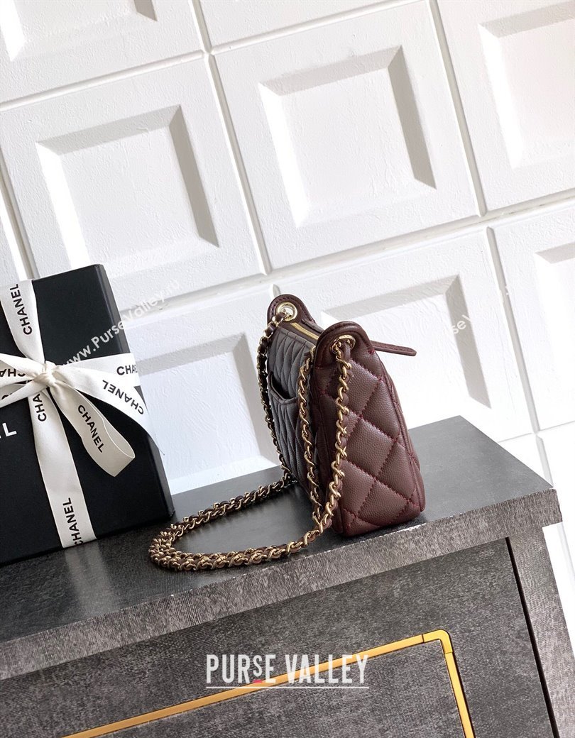 Chanel Grained Calfskin Hobo Bag Coffee Brown 2025 CH081101 (yezi-2508110090)