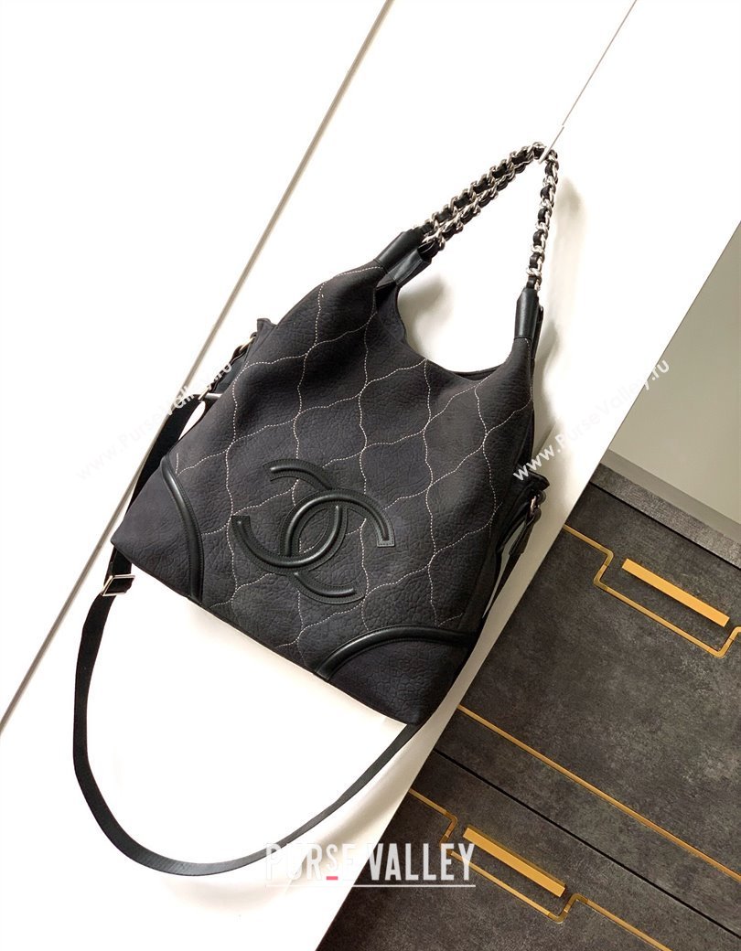 Chanel Grained Nubuck Shopping Bag Black 2025 CH081203 (yezi-250812080)