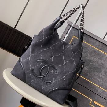 Chanel Grained Nubuck Shopping Bag Black 2025 CH081203 (yezi-250812080)