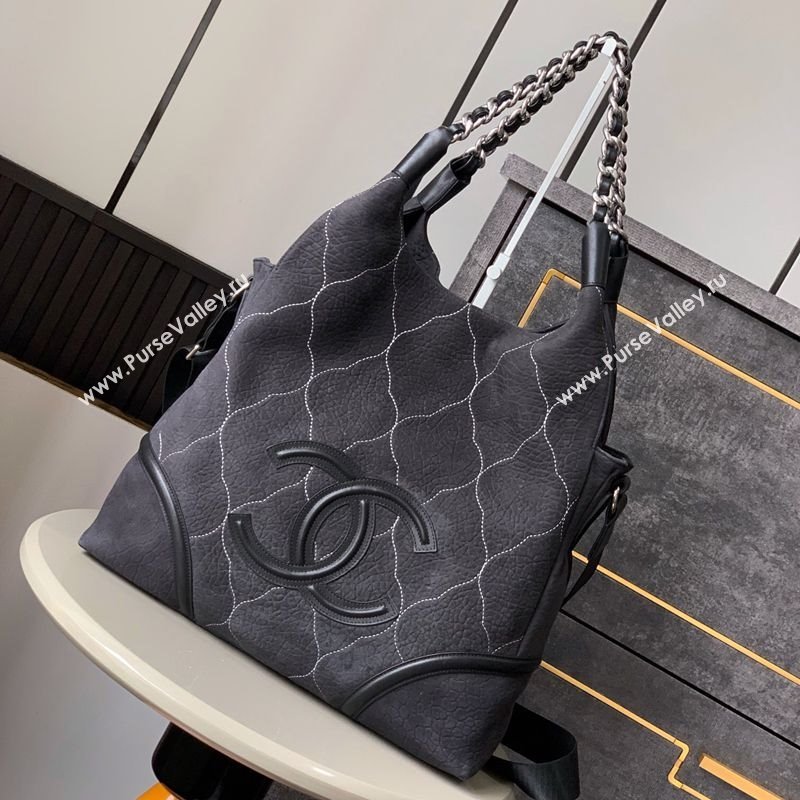 Chanel Grained Nubuck Shopping Bag Black 2025 CH081203 (yezi-250812080)