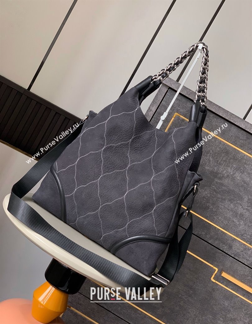 Chanel Grained Nubuck Shopping Bag Black 2025 CH081203 (yezi-250812080)