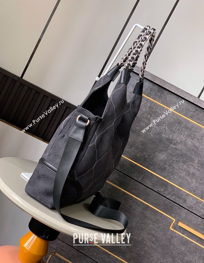 Chanel Grained Nubuck Shopping Bag Black 2025 CH081203 (yezi-250812080)