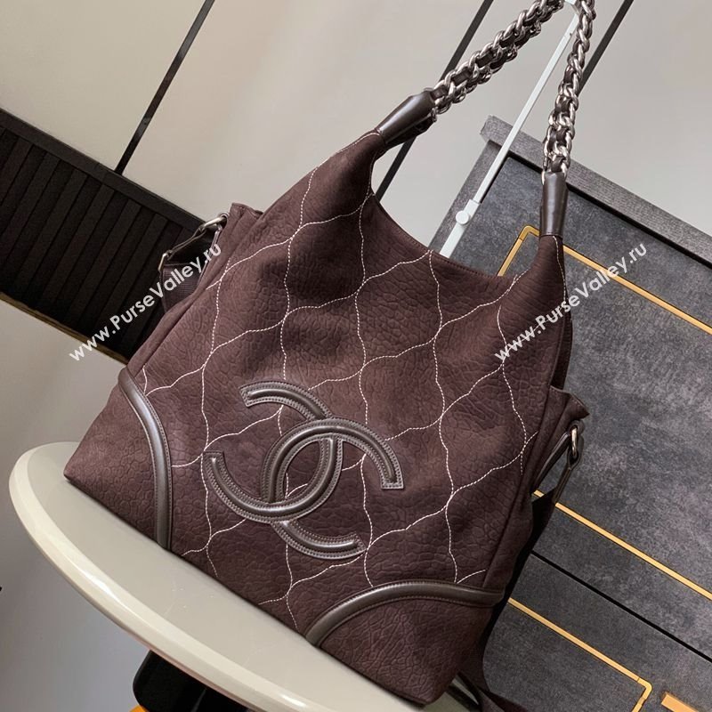 Chanel Grained Nubuck Shopping Bag Brown 2025 CH081203 (yezi-250812081)