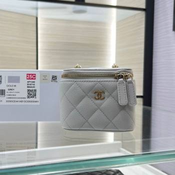 Chanel Grained Shiny Calfskin Classic Small Vanity with Chain Grey 2025 AP1340 (yezi-250812082)