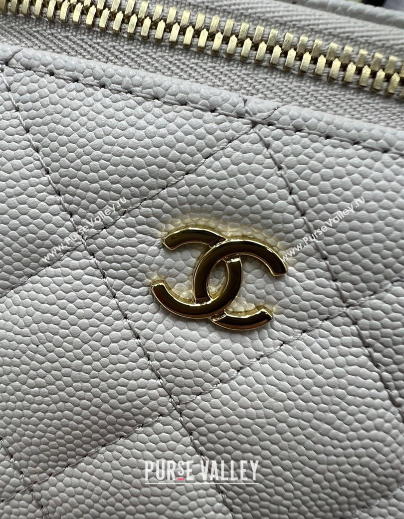 Chanel Grained Shiny Calfskin Classic Small Vanity with Chain Grey 2025 AP1340 (yezi-250812082)