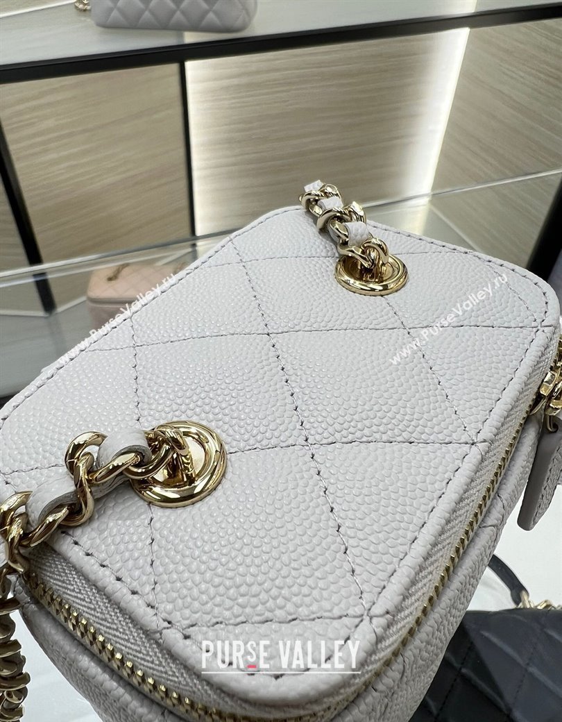 Chanel Grained Shiny Calfskin Classic Small Vanity with Chain Grey 2025 AP1340 (yezi-250812082)