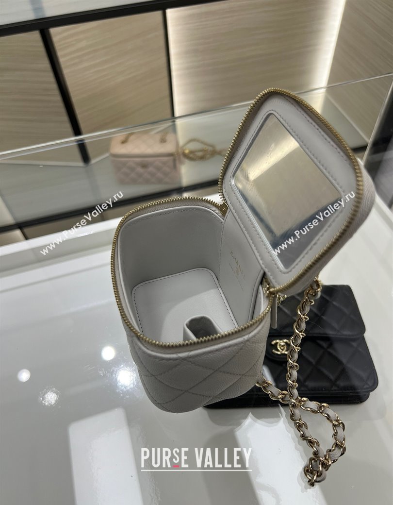 Chanel Grained Shiny Calfskin Classic Small Vanity with Chain Grey 2025 AP1340 (yezi-250812082)