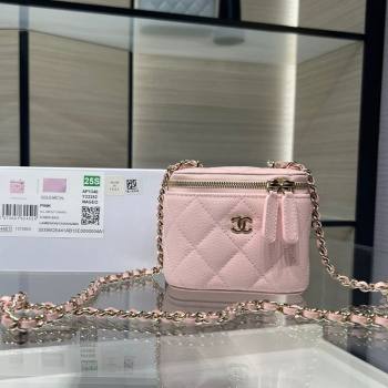 Chanel Grained Shiny Calfskin Classic Small Vanity with Chain Light Pink 2025 AP1340 (yezi-250812083)