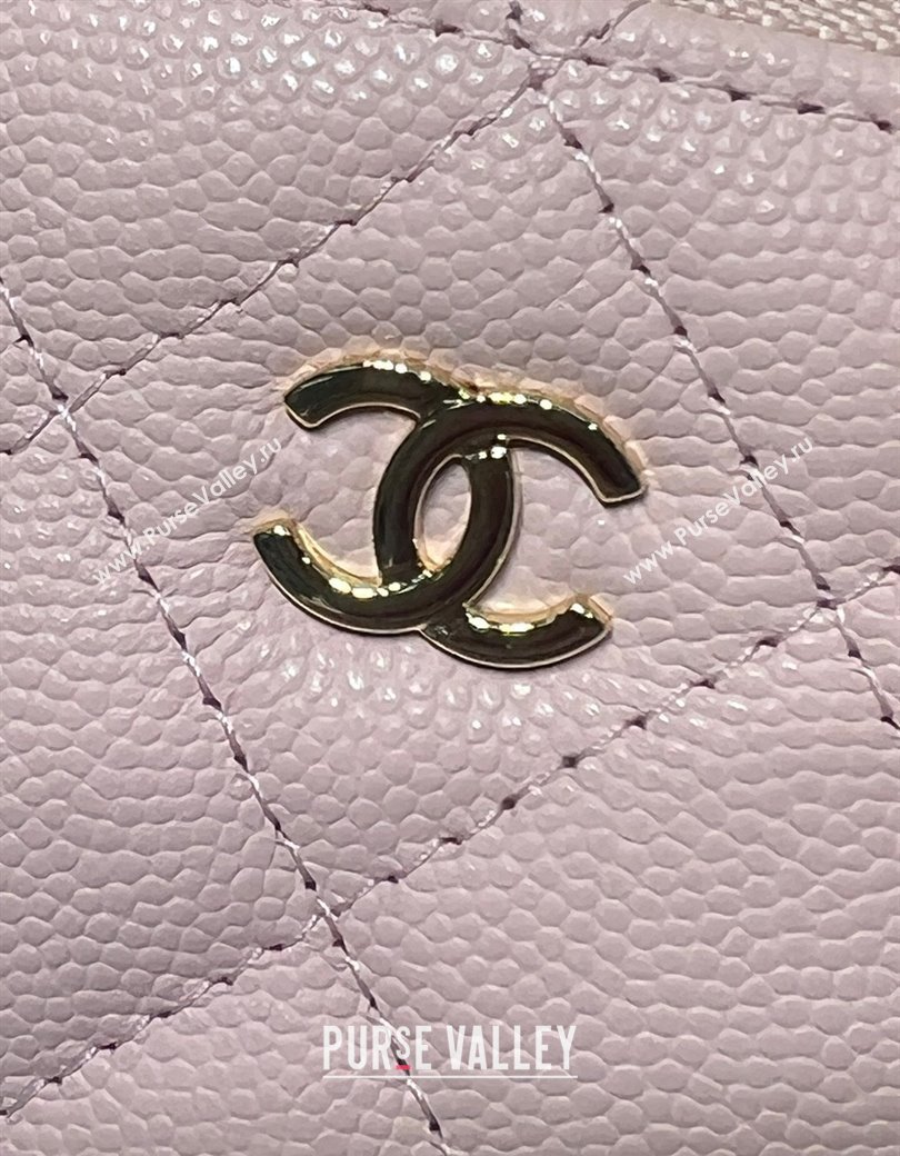 Chanel Grained Shiny Calfskin Classic Small Vanity with Chain Light Pink 2025 AP1340 (yezi-250812083)