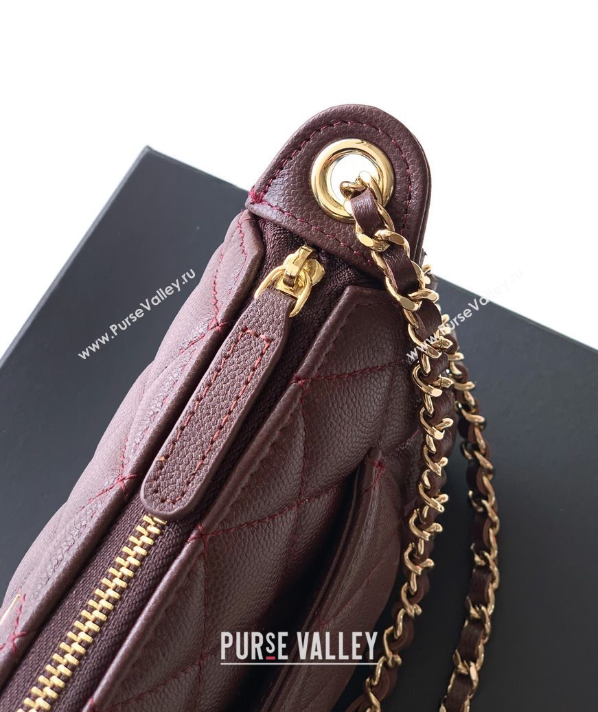 Chanel Grained Calfskin Hobo Bag Coffee Brown 2025 CH081101 (yezi-2508110090)