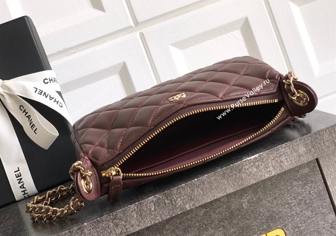 Chanel Grained Calfskin Hobo Bag Coffee Brown 2025 CH081101 (yezi-2508110090)