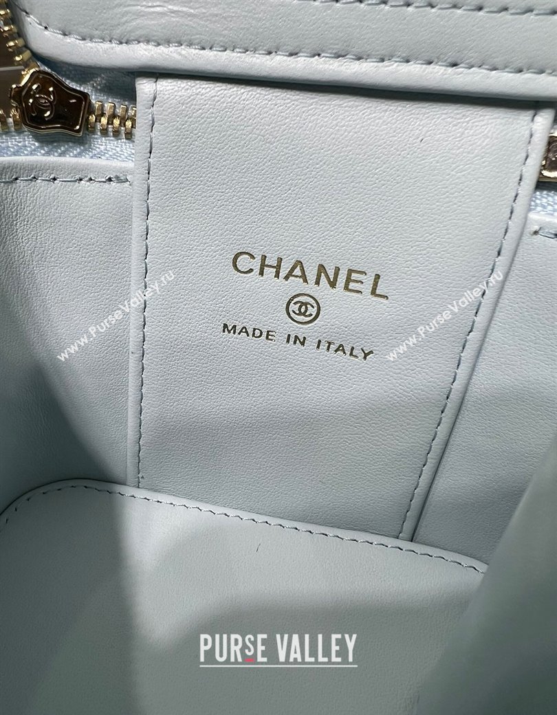 Chanel Grained Shiny Calfskin Classic Small Vanity with Chain Light Blue 2025 AP1340 (yezi-250812084)