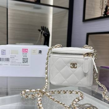 Chanel Grained Shiny Calfskin Classic Small Vanity with Chain White 2025 AP1340 (yezi-250812085)