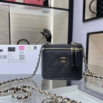 Chanel Grained Shiny Calfskin Classic Small Vanity with Chain Black 2025 AP1340 (yezi-250812086)