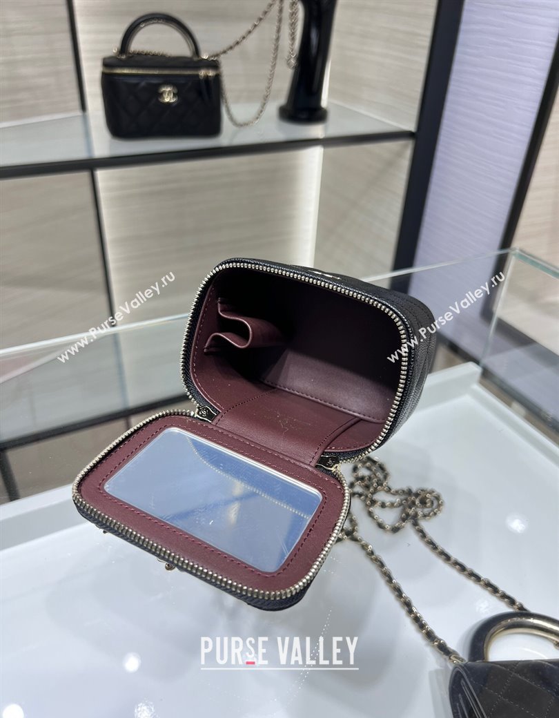 Chanel Grained Shiny Calfskin Classic Small Vanity with Chain Black 2025 AP1340 (yezi-250812086)
