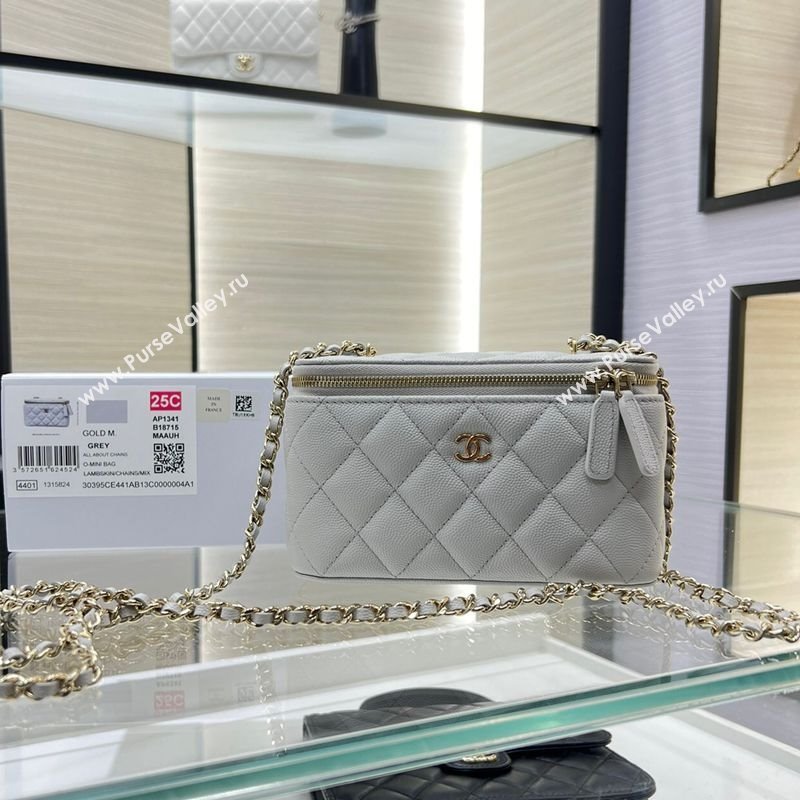 Chanel Grained Shiny Calfskin Classic Large Vanity with Chain Grey 2025 AP1341 (yezi-250812087)