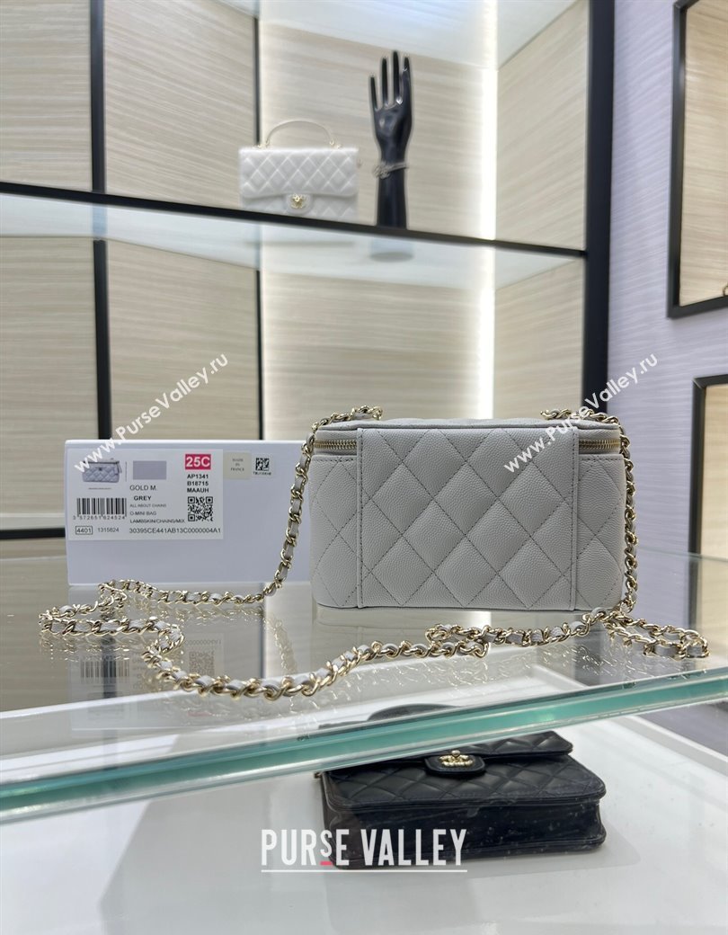 Chanel Grained Shiny Calfskin Classic Large Vanity with Chain Grey 2025 AP1341 (yezi-250812087)