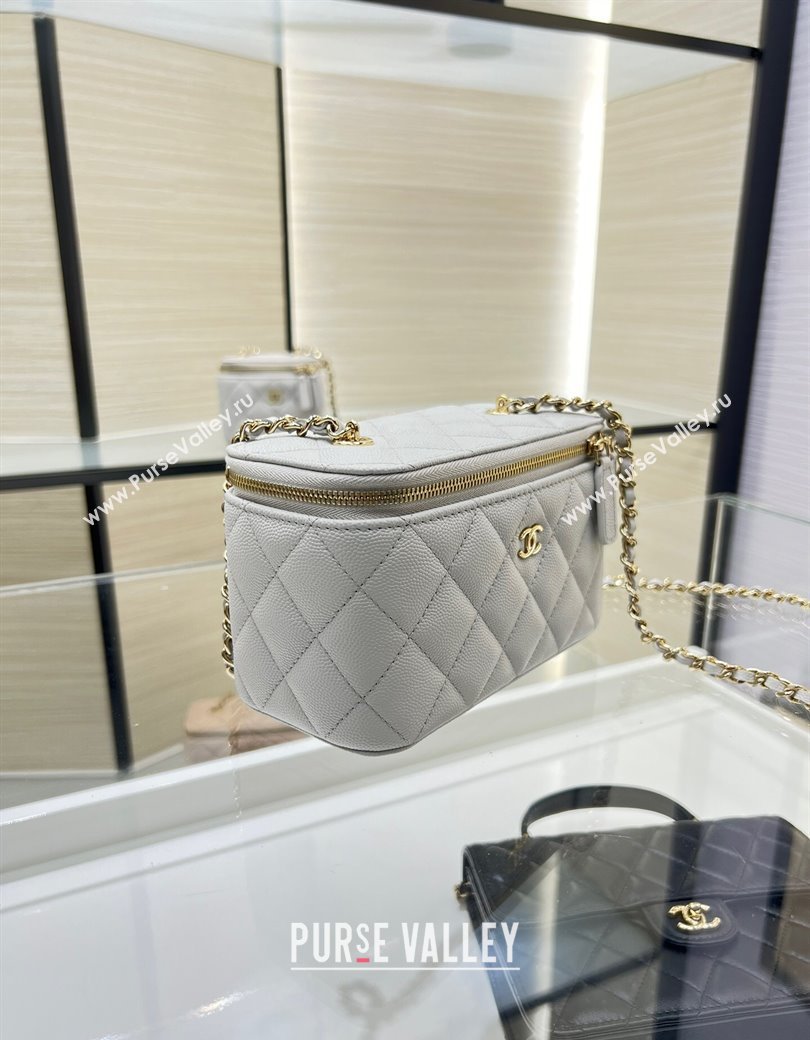 Chanel Grained Shiny Calfskin Classic Large Vanity with Chain Grey 2025 AP1341 (yezi-250812087)