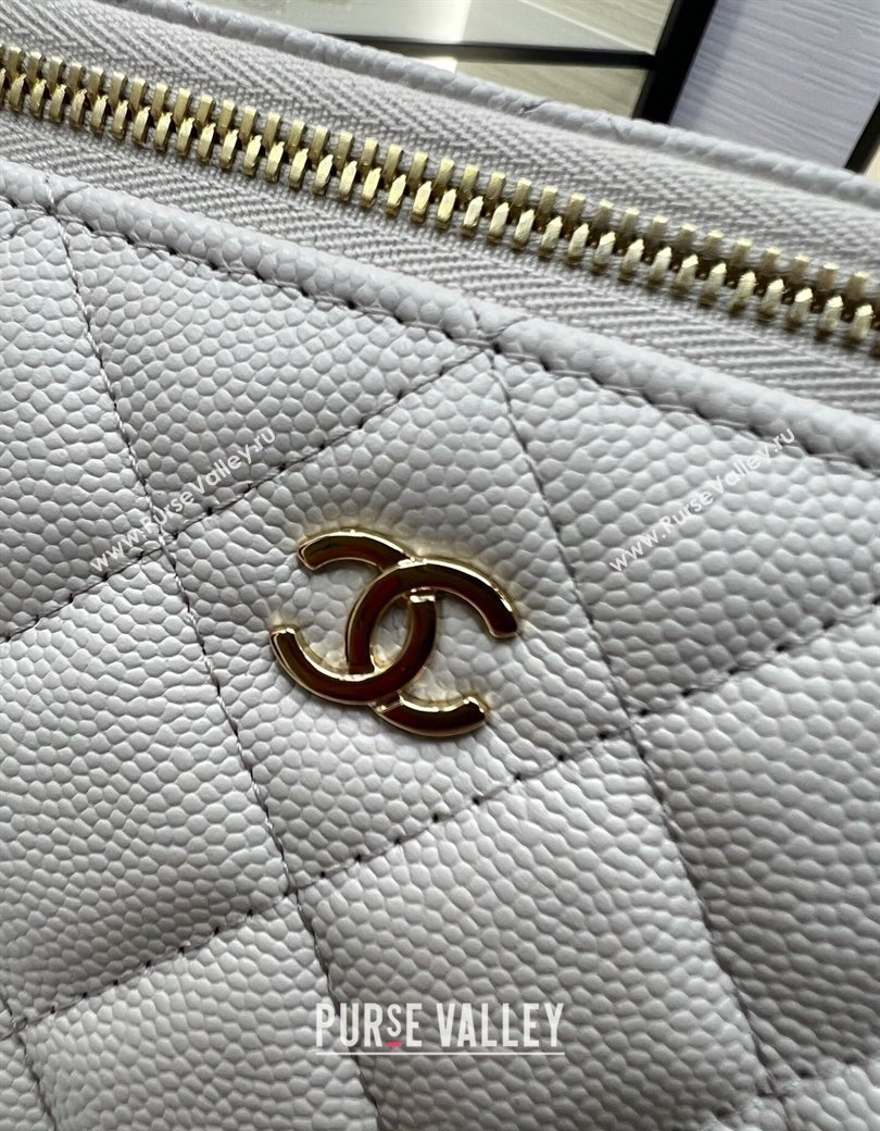 Chanel Grained Shiny Calfskin Classic Large Vanity with Chain Grey 2025 AP1341 (yezi-250812087)