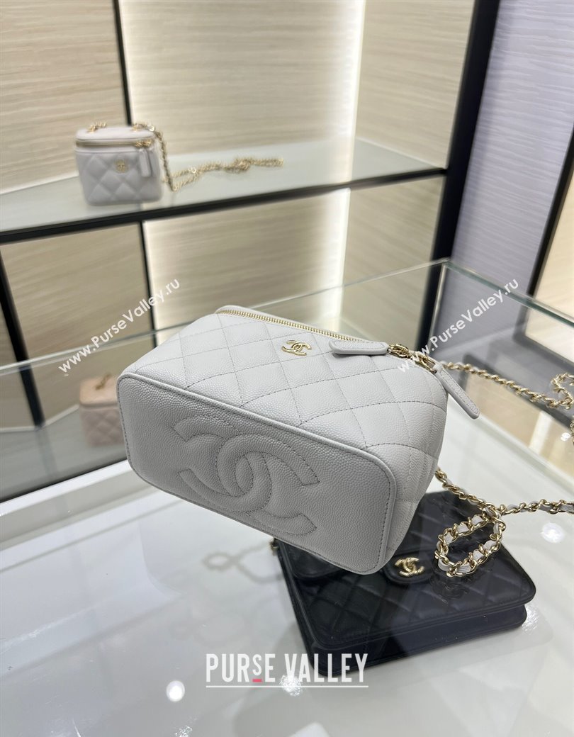 Chanel Grained Shiny Calfskin Classic Large Vanity with Chain Grey 2025 AP1341 (yezi-250812087)