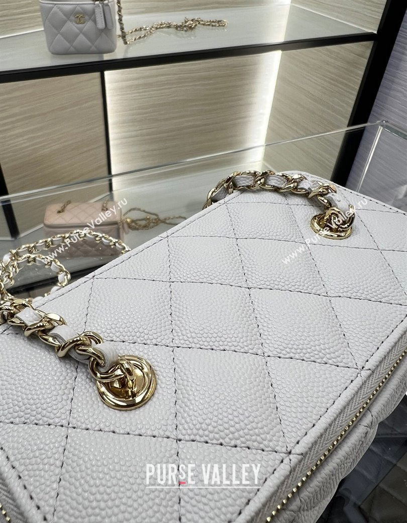 Chanel Grained Shiny Calfskin Classic Large Vanity with Chain Grey 2025 AP1341 (yezi-250812087)