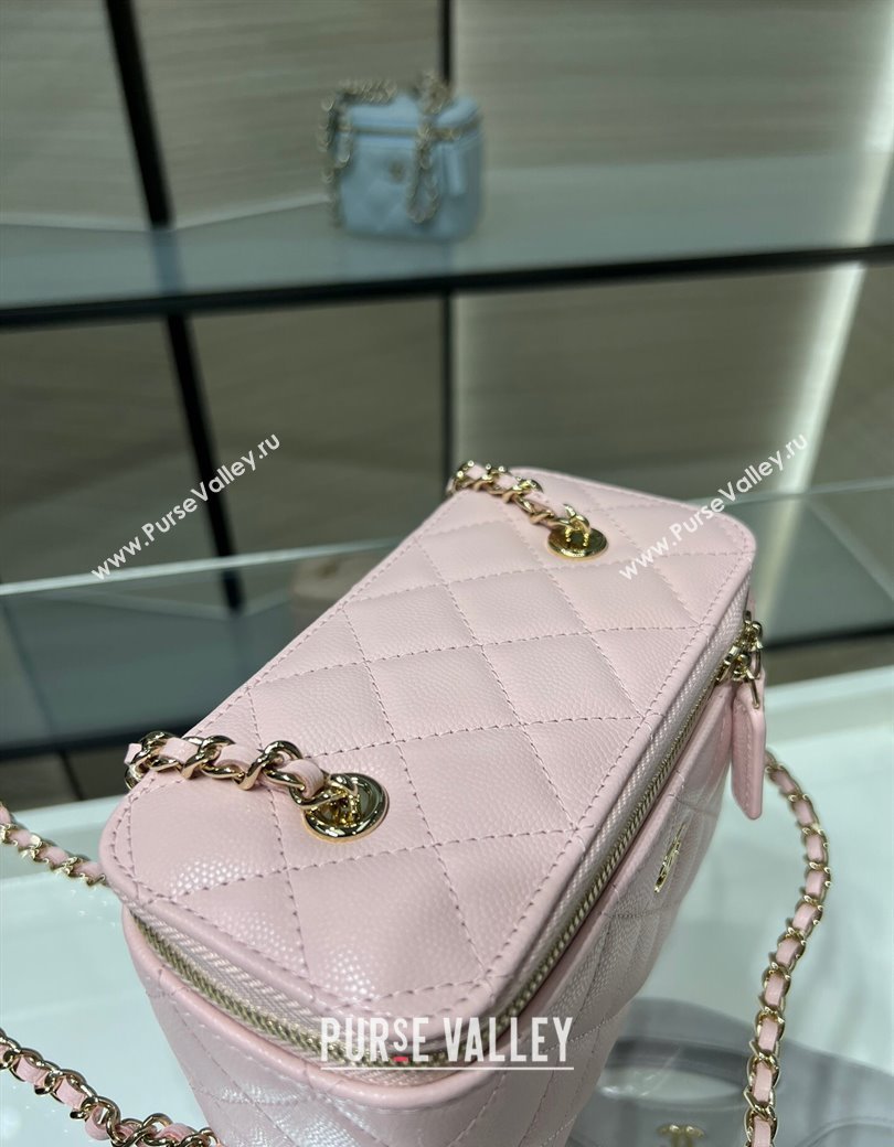 Chanel Grained Shiny Calfskin Classic Large Vanity with Chain Light Pink 2025 AP1341 (yezi-250812088)
