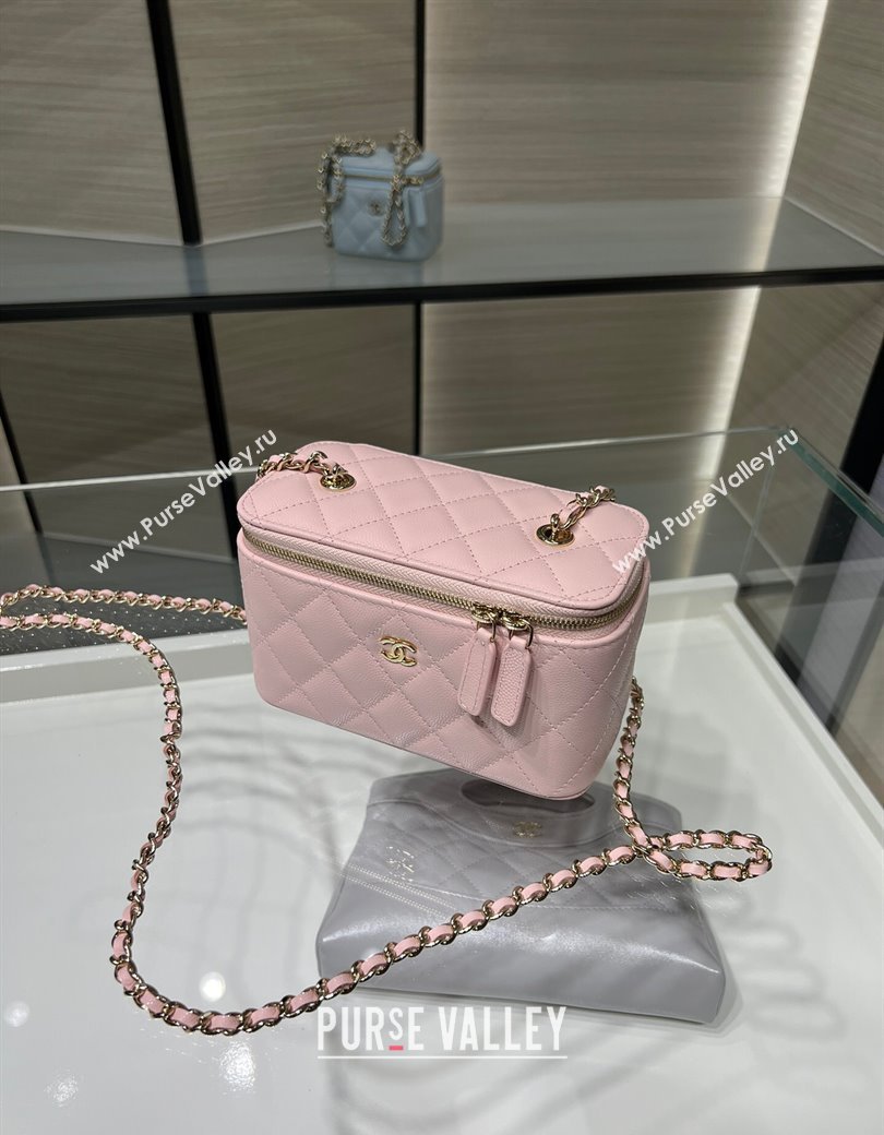 Chanel Grained Shiny Calfskin Classic Large Vanity with Chain Light Pink 2025 AP1341 (yezi-250812088)