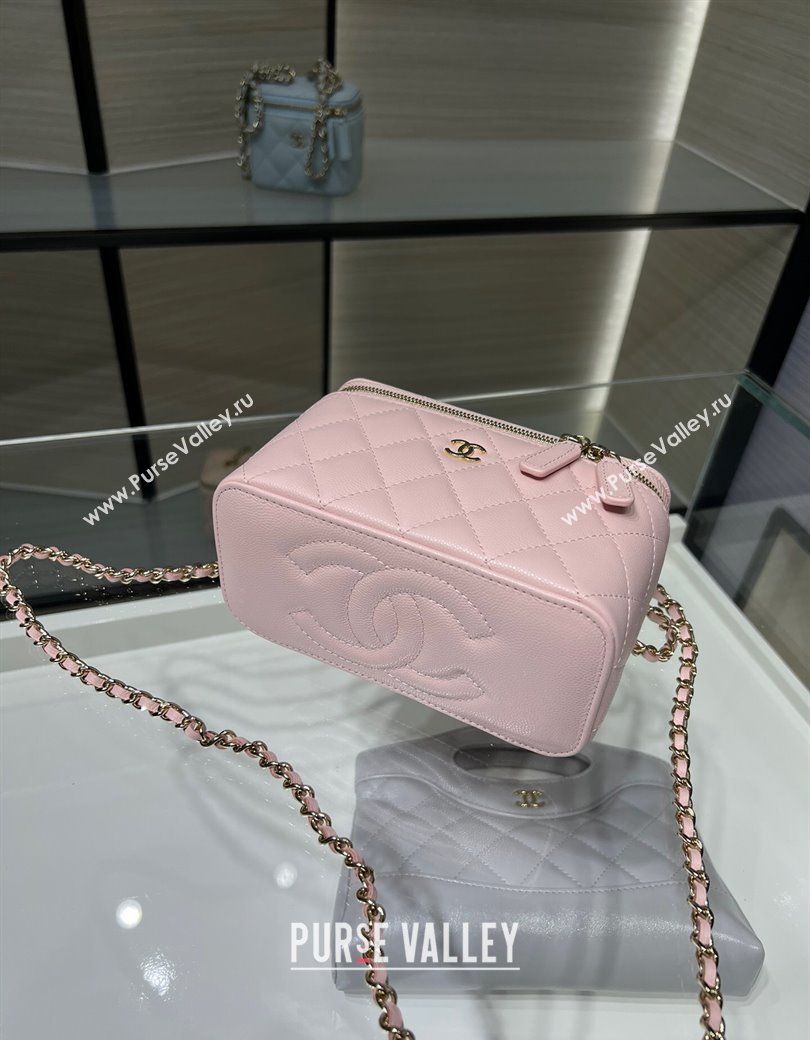 Chanel Grained Shiny Calfskin Classic Large Vanity with Chain Light Pink 2025 AP1341 (yezi-250812088)