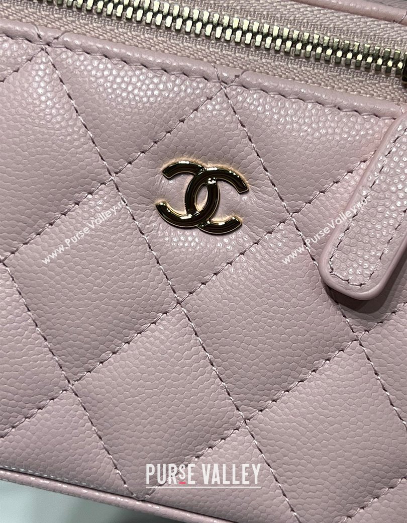 Chanel Grained Shiny Calfskin Classic Large Vanity with Chain Light Pink 2025 AP1341 (yezi-250812088)