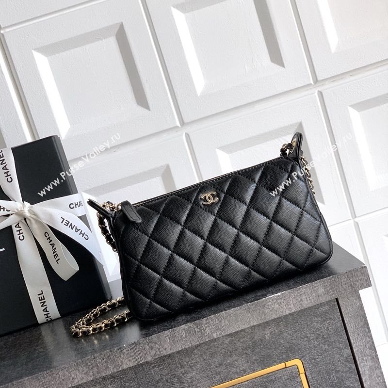 Chanel Grained Calfskin Hobo Bag Black 2025 CH081101 (yezi-2508110091)