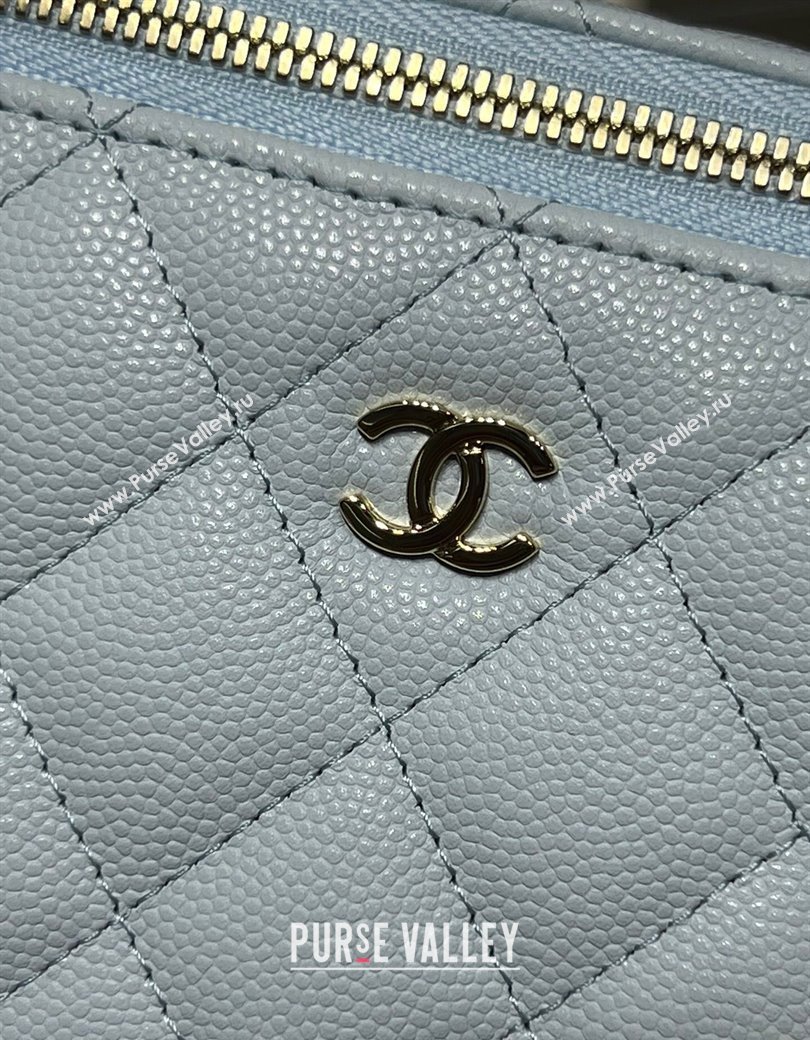 Chanel Grained Shiny Calfskin Classic Large Vanity with Chain Light Blue 2025 AP1341 (yezi-250812089)