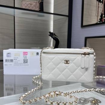 Chanel Grained Shiny Calfskin Classic Large Vanity with Chain White 2025 AP1341 (yezi-250812090)
