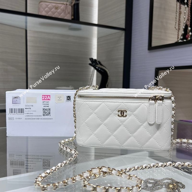 Chanel Grained Shiny Calfskin Classic Large Vanity with Chain White 2025 AP1341 (yezi-250812090)