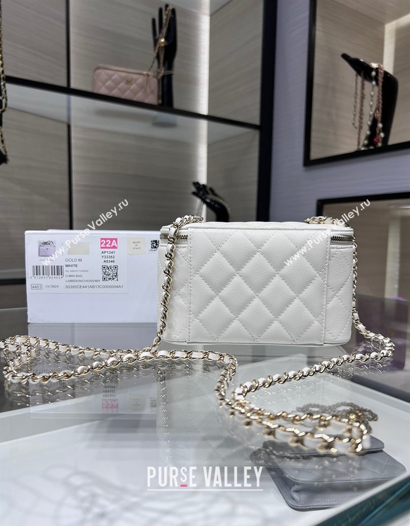 Chanel Grained Shiny Calfskin Classic Large Vanity with Chain White 2025 AP1341 (yezi-250812090)