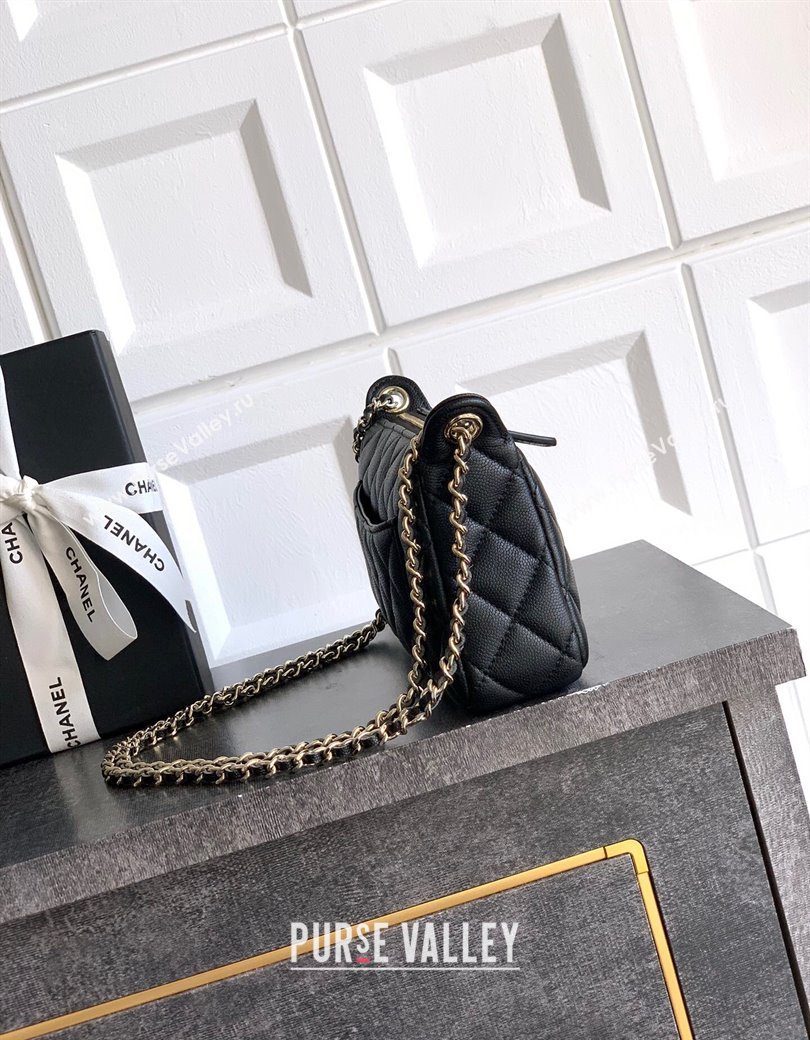 Chanel Grained Calfskin Hobo Bag Black 2025 CH081101 (yezi-2508110091)