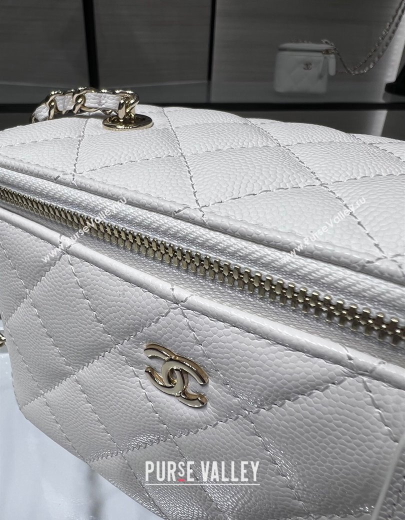 Chanel Grained Shiny Calfskin Classic Large Vanity with Chain White 2025 AP1341 (yezi-250812090)