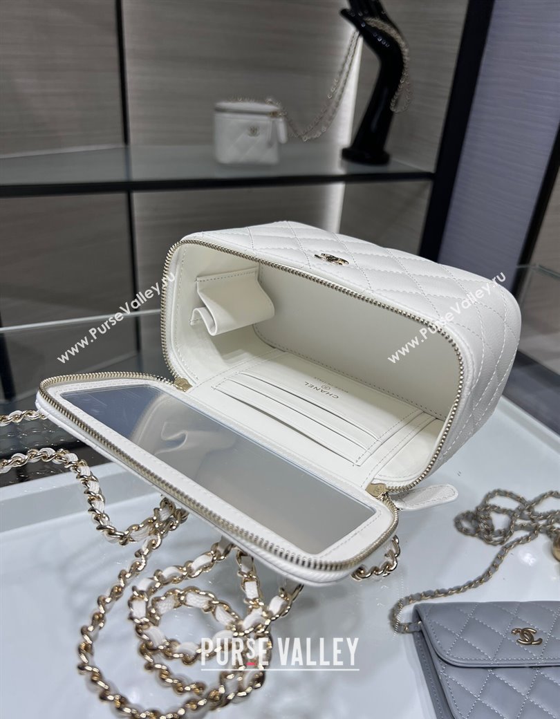Chanel Grained Shiny Calfskin Classic Large Vanity with Chain White 2025 AP1341 (yezi-250812090)