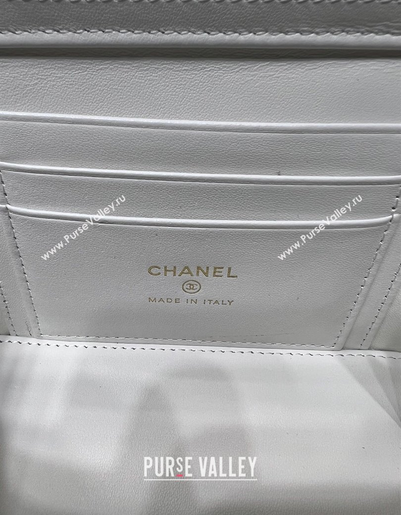 Chanel Grained Shiny Calfskin Classic Large Vanity with Chain White 2025 AP1341 (yezi-250812090)