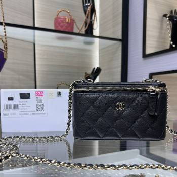 Chanel Grained Shiny Calfskin Classic Large Vanity with Chain Black 2025 AP1341 (yezi-250812091)