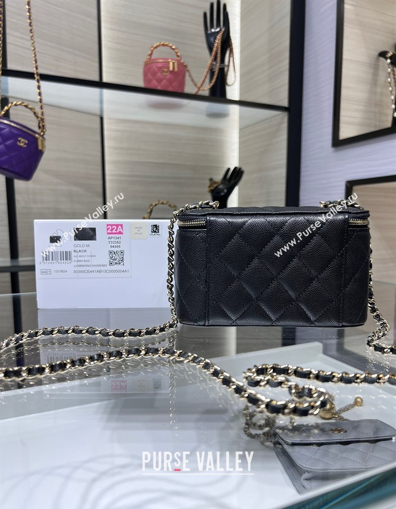 Chanel Grained Shiny Calfskin Classic Large Vanity with Chain Black 2025 AP1341 (yezi-250812091)
