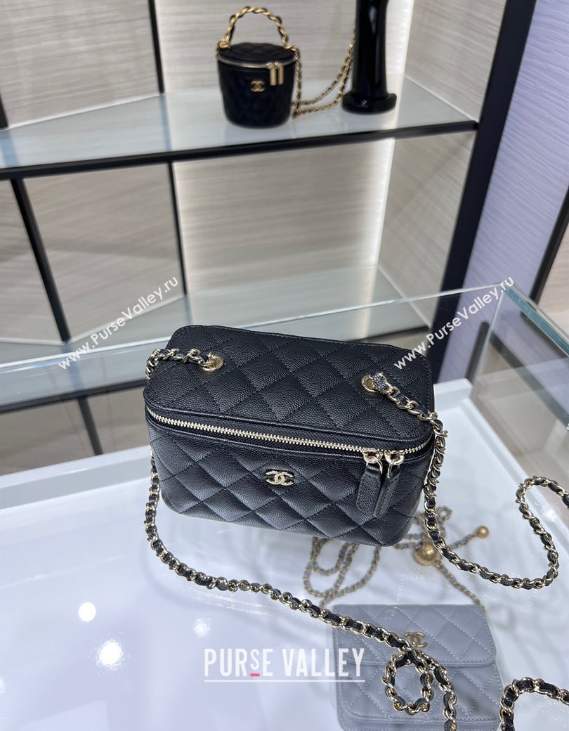 Chanel Grained Shiny Calfskin Classic Large Vanity with Chain Black 2025 AP1341 (yezi-250812091)