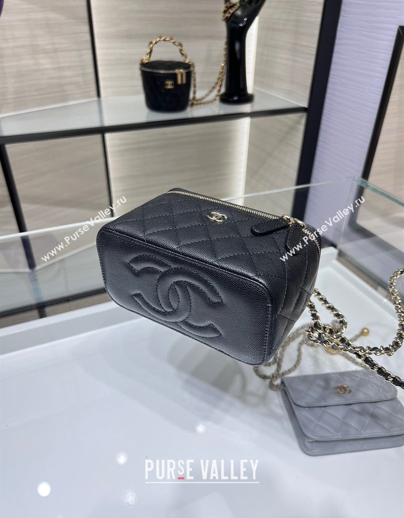 Chanel Grained Shiny Calfskin Classic Large Vanity with Chain Black 2025 AP1341 (yezi-250812091)