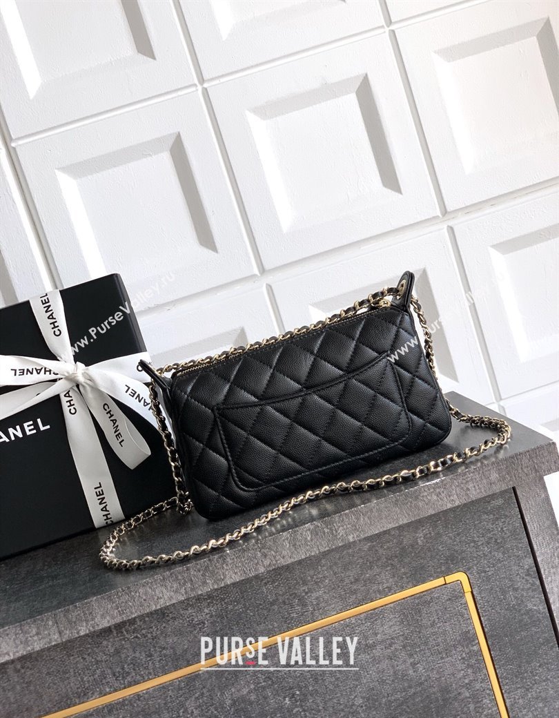 Chanel Grained Calfskin Hobo Bag Black 2025 CH081101 (yezi-2508110091)