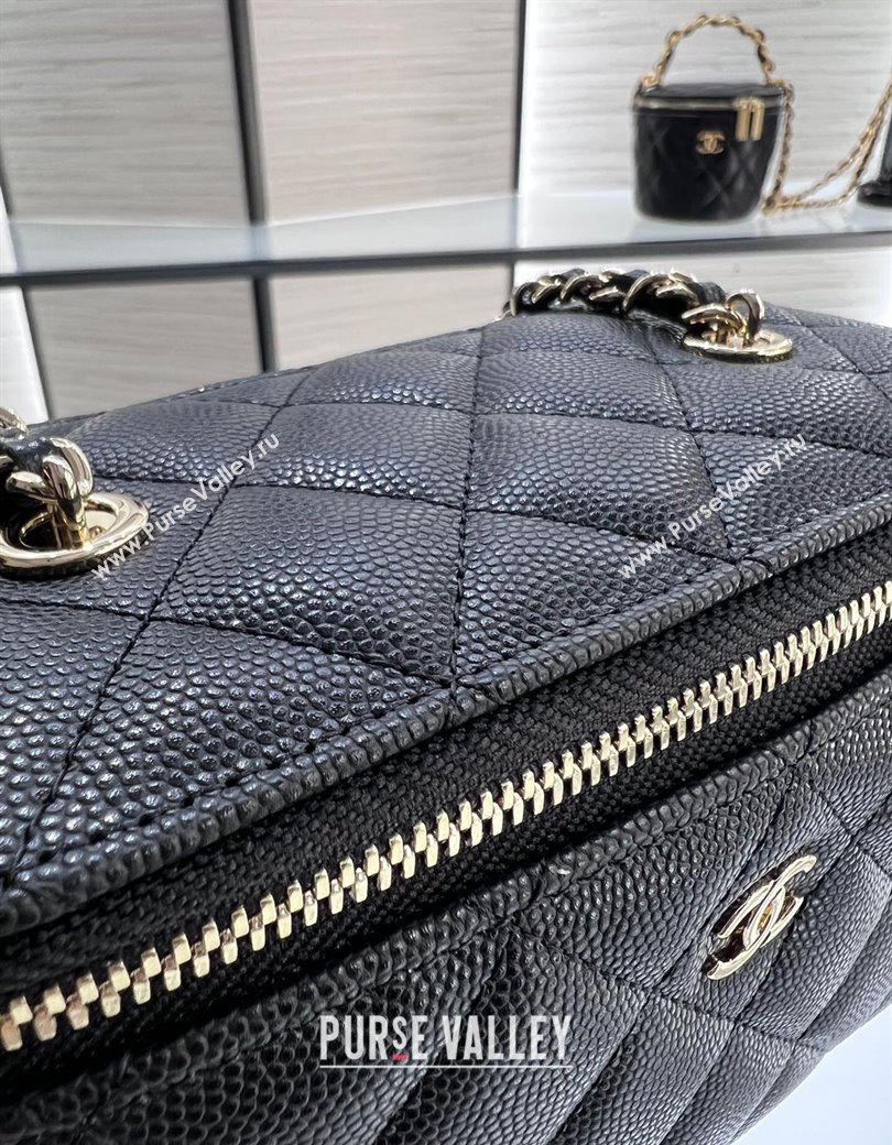 Chanel Grained Shiny Calfskin Classic Large Vanity with Chain Black 2025 AP1341 (yezi-250812091)