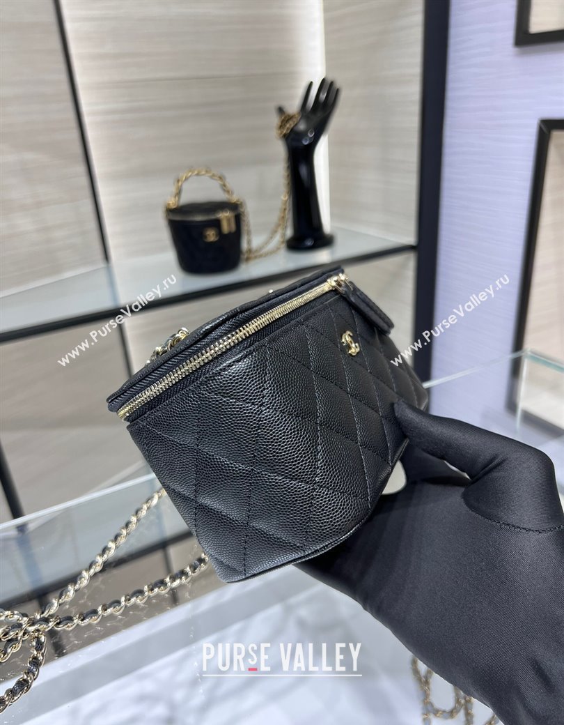 Chanel Grained Shiny Calfskin Classic Large Vanity with Chain Black 2025 AP1341 (yezi-250812091)