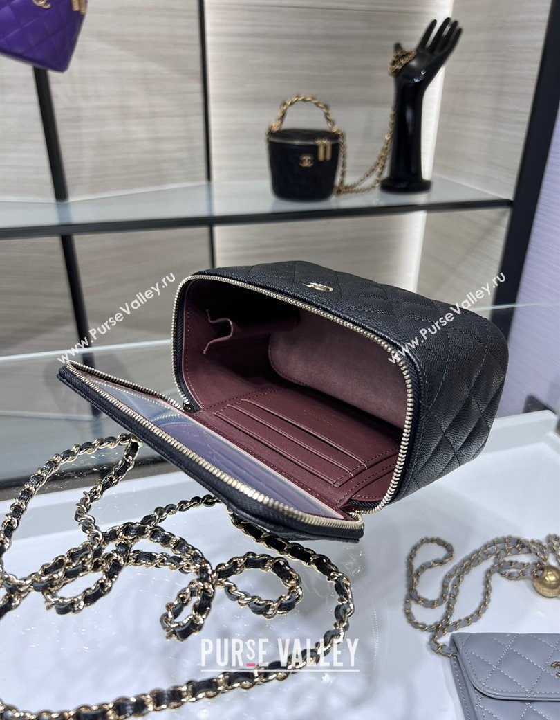Chanel Grained Shiny Calfskin Classic Large Vanity with Chain Black 2025 AP1341 (yezi-250812091)