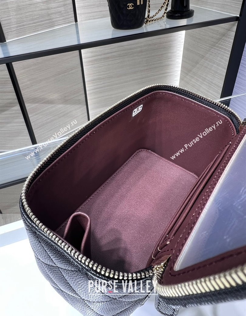 Chanel Grained Shiny Calfskin Classic Large Vanity with Chain Black 2025 AP1341 (yezi-250812091)