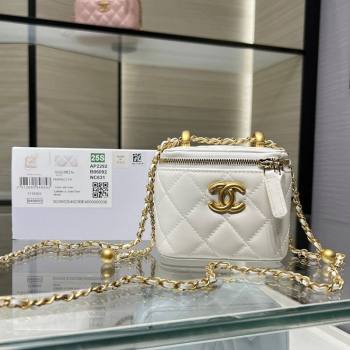 Chanel Shiny Calfskin Small Vanity with Ball Chain White 2025 AP2292 (yezi-250812092)
