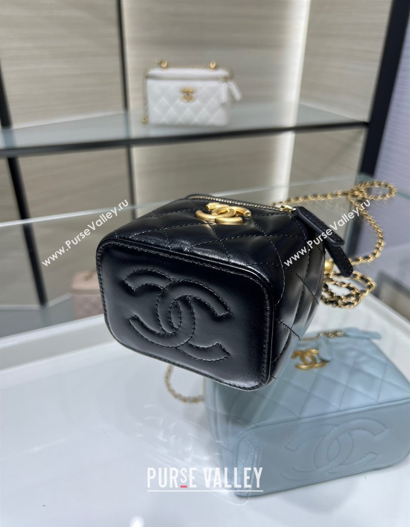 Chanel Shiny Calfskin Small Vanity with Ball Chain Black 2025 AP2292 (yezi-250812093)